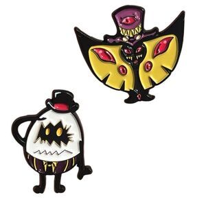 Hazbin Hotel Sir Pentious and Egg Minion Enamel Pin Set